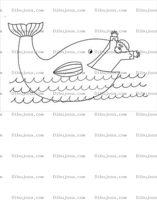 Dibujo para colorear Dibujo De Jonas Trabado Por El Gran Pez Para Colorear
