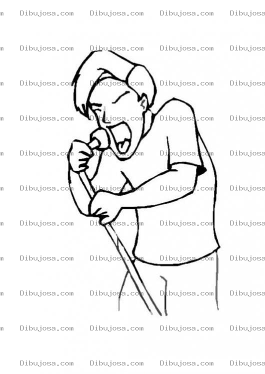 Dibujo para colorear Cantante Emocionado Para Pintar Y Colorear