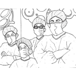 Dibujo para colorear Equipo De Cirujanos Para Pintar Y Colorear Medicos En Sala De Cirugias