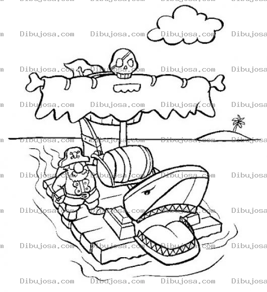 Dibujo para colorear Balsa Pirata Para Colorear