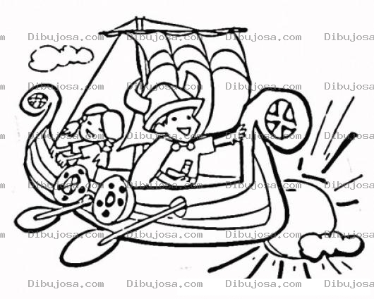 Dibujo para colorear Barco Vikingo Volador Para Pintar Y Colorear