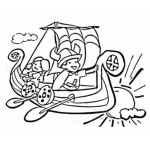 Dibujo para colorear Barco Vikingo Volador Para Pintar Y Colorear