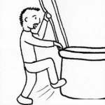 Dibujo para colorear Canasta De Globo Dibujo De Hombre Abordando Una Canasta De Un Globo Para Pintar Y Colorear