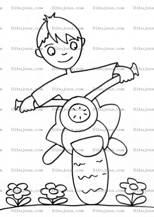 Dibujo para colorear Nino En Moto Para Pintar Y Colorear Motocicleta Infantil