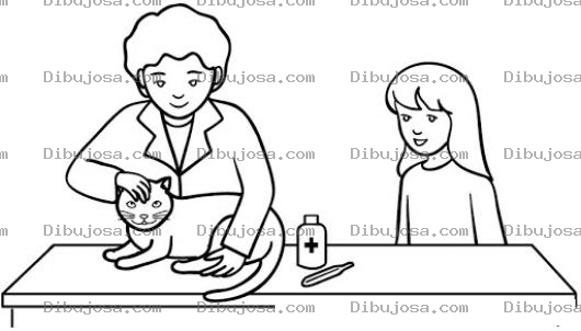 Dibujo para colorear Veterinario De Gatos Para Pintar Y Colorear