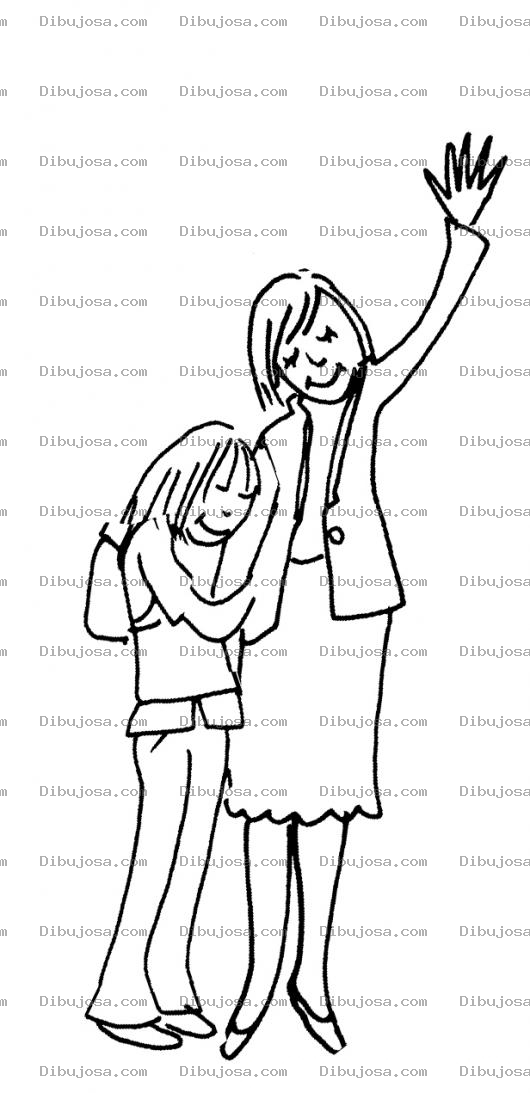 Dibujo para colorear Dibujo De Hija Y Mama Diciendo Adios Para Pintar Y Colorear Mama E Hija