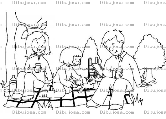 Dibujo para colorear Dibujo De Un Picnic Familiar Para Pintar Y Colorear