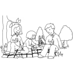Dibujo para colorear Dibujo De Un Picnic Familiar Para Pintar Y Colorear