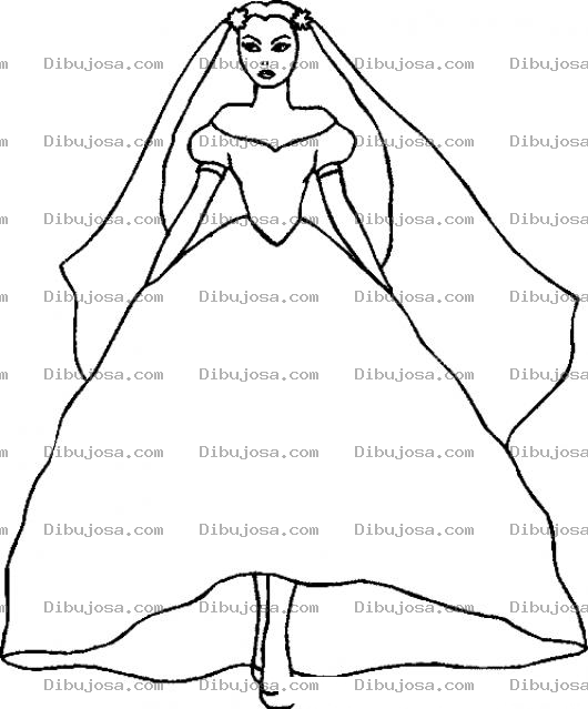 Dibujo para colorear Novia Con Vestido De Novia Para Pintar Y Colorear