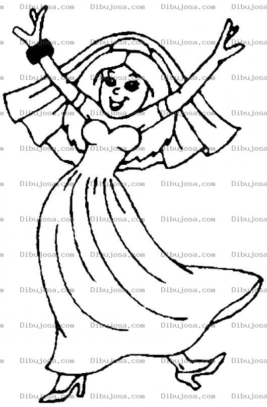 Dibujo para colorear Novia Feliz Bailando Para Pintar Y Colorear