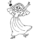 Dibujo para colorear Novia Feliz Bailando Para Pintar Y Colorear