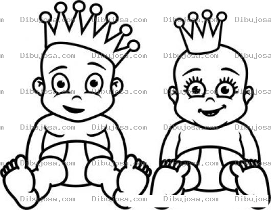 Dibujo para colorear Bebe Principe Y Baba Princesa Para Pintar Y Colorear Dibujo De Prinicipito Y Princesita Bebes