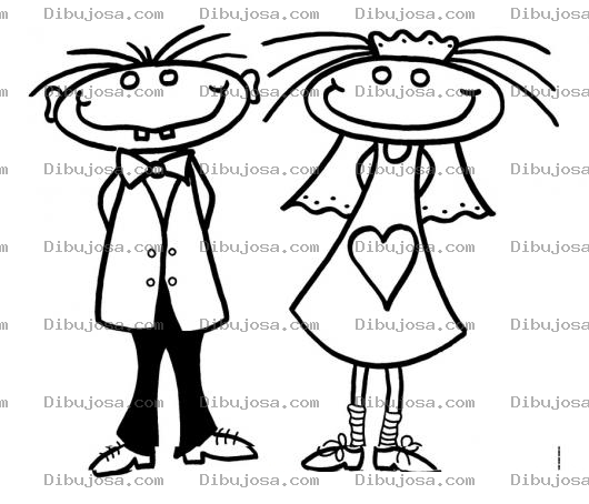 Dibujo para colorear Novio Feo En Su Boda Para Colorear