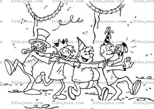 Dibujo para colorear Dibujo De Amigos Enfiestados Para Colorear