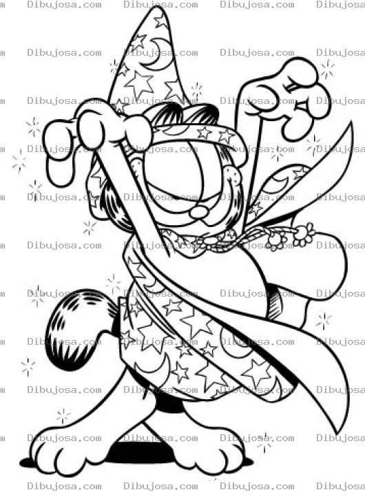 Dibujo para colorear Colorear a Garfield de Mago