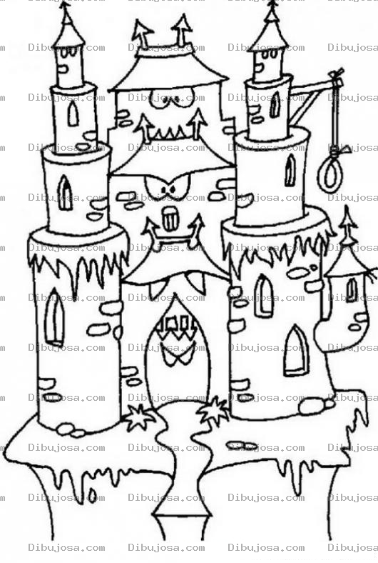 Dibujo para colorear Castillo Encantado Dibujo De Castillo Con Ojos Para Pintar Y Colorear