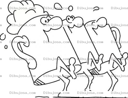 Dibujo para colorear Colorear Tarros De Cerveza Marchando