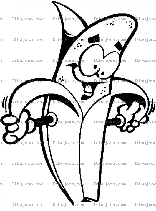 Dibujo para colorear Dibujo De Banano Pelandose A El Mismo Para Pintar Y Colorear