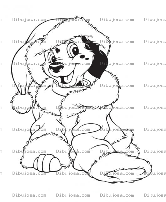 Dibujo para colorear Dalmata Con Traje De Santaclaus Para Pintar Y Colorear