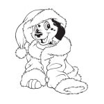Dibujo para colorear Dalmata Con Traje De Santaclaus Para Pintar Y Colorear