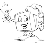 Dibujo para colorear Computadora Con Sombrero De Navidad Para Pintar Y Colorear