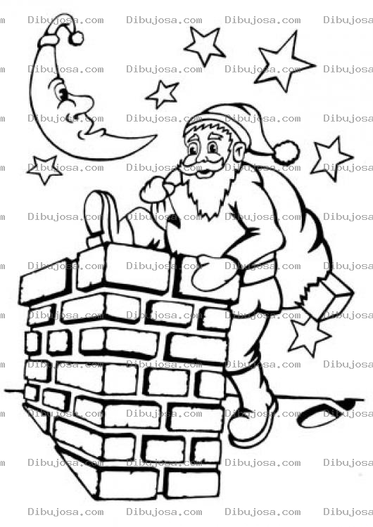 Dibujo para colorear Dibujo De Santa Entrando Por La Chimenea Para Pintar Y Colorear