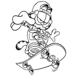Dibujo para colorear Colorear a Garfield en Patineta