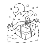 Dibujo para colorear Regalo Con Gorro De Santaclaus Para Colorear