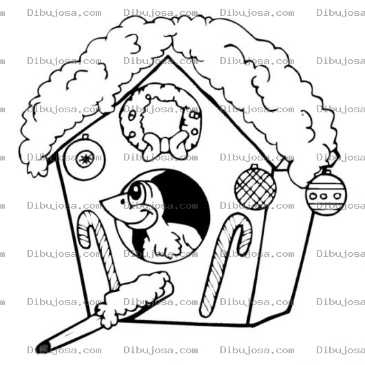 Dibujo para colorear Casa De Pajaro Adornada De Navidad Para Pintar Y Colorear