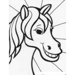 Dibujo para colorear Yegua Sonriente Para Colorear