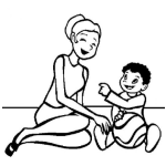 Dibujo para colorear Dibujo De Mama E Hijo Jugando Pelota Para Pintar Y Colorear