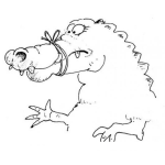 Dibujo para colorear Dibujo De Lagarto Con El Hocico Amarrado Para Pintar Y Colorear