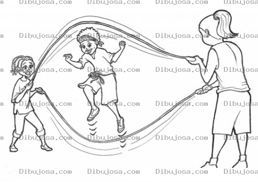 Dibujo para colorear Dibujo De Ninos Saltando Cuerda Para Pintar Y Colorear El Juego De Saltar La Cuerda