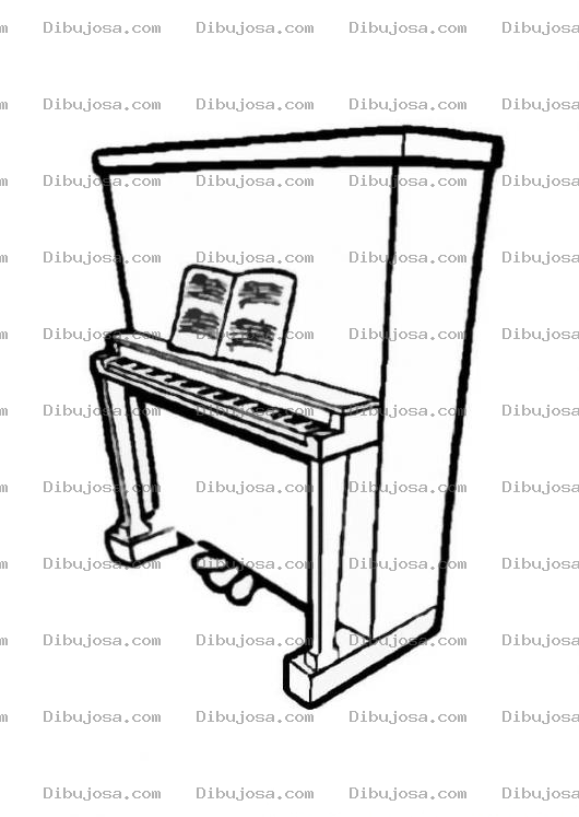 Dibujo para colorear Dibujo De Un Piano Con Una Partitura Para Pintar Y Colorear