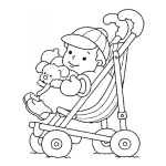Dibujo para colorear Dibujo De Bebe En Carruaje Con Un Perrito Para Pintar Y Colorear
