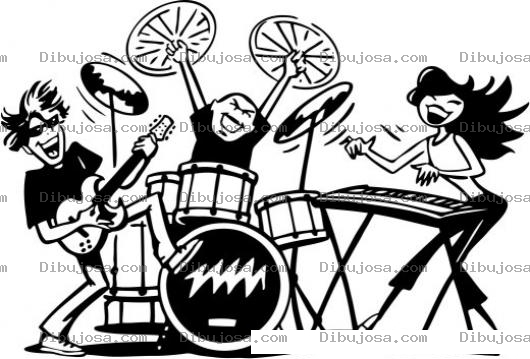 Dibujo para colorear Dibujo De Una Banda De Rock Mixta Para Pintar Y Colorear