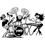 Dibujo para colorear Dibujo De Una Banda De Rock Mixta Para Pintar Y Colorear