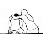 Dibujo para colorear Dibujo De Hombre Triste Y Deprimido Consolado Por Su Novia Para Pintar Y Colorear