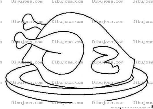 Dibujo para colorear Dibujo De Pollo Asado Entero Para Pintar Y Colorear