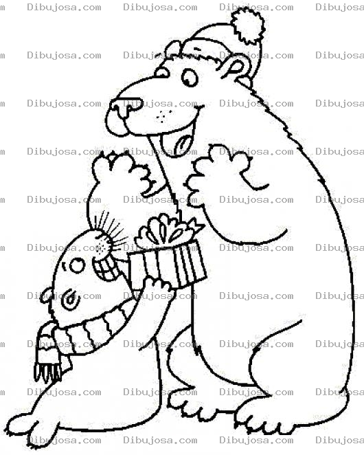 Dibujo para colorear Navidad En El Polo Norte Dibujo De Foca Dando Un Regalo De Navidad A Un Oso Polar Para Pintar Y Colorear