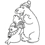 Dibujo para colorear Navidad En El Polo Norte Dibujo De Foca Dando Un Regalo De Navidad A Un Oso Polar Para Pintar Y Colorear