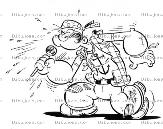 Dibujo para colorear Dibujo De Popeye Cantando Regeton Para Pintar Y Colorear Popeye Rapero Y Sandungero