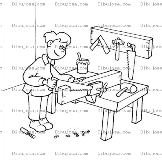 Dibujo para colorear Colorear Carpintero con serrucho
