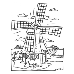 Dibujo para colorear Dibujo De Un Molino De Viento Para Colorear