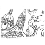 Dibujo para colorear Dibujo De Familia Paseando Por Europa Para Pintar Y Colorear
