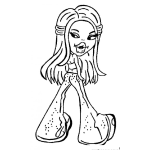 Dibujo para colorear Dibujo De Chica Bratz Con Pantalon Acampanado Para Colorear
