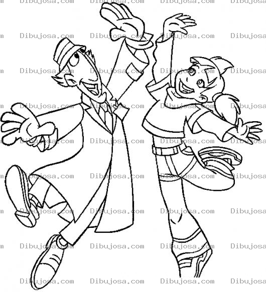 Dibujo para colorear Dibujo Del Inspector Gadget Con Su Sobrina Para Pintar Y Colorear