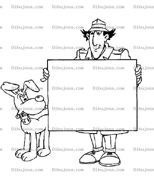Dibujo para colorear Dibujo Del Inspector Gadget Con Un Rotulo En Blanco Para Colorear