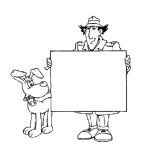 Dibujo para colorear Dibujo Del Inspector Gadget Con Un Rotulo En Blanco Para Colorear