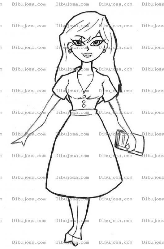 Dibujo para colorear Dibujo De Rubia Con Vestido Largo Para Colorear